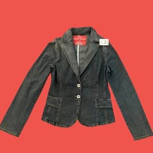 NWT RUSTIC DENIM JEAN JACKET TWO BUTTON BLAZER